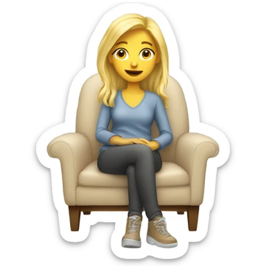 blonde girl siting in comfy chair  sticker