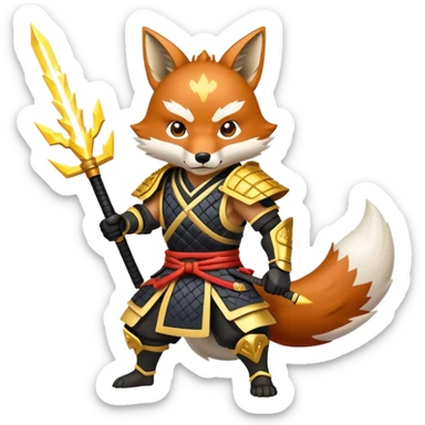 A fox samurai Warrior with lightning powers sticker
