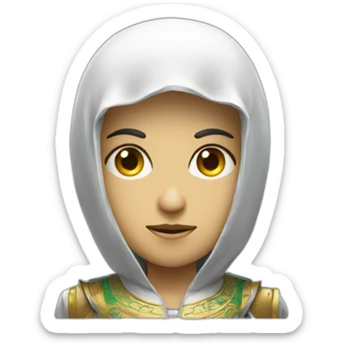 the face of a deadly robot wearing Saudi clothes sticker