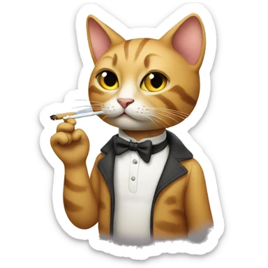 Cat smoking a cigarette sticker