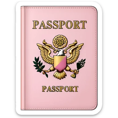 Pasaporte rosa pastel alto de altura la palabra passport en dorado simple  sticker