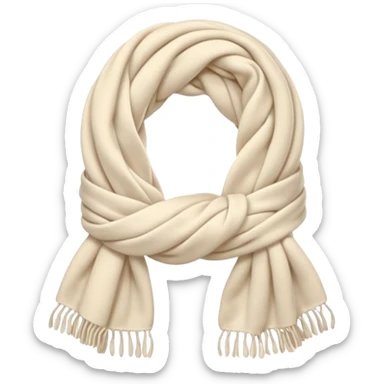 cute soft-matte emoji of an isolated ivory scarf with thick cable-knit patterns, no person, no face, not worn, folded shape, plush cozy texture, light beige accents, warm soft shading sticker