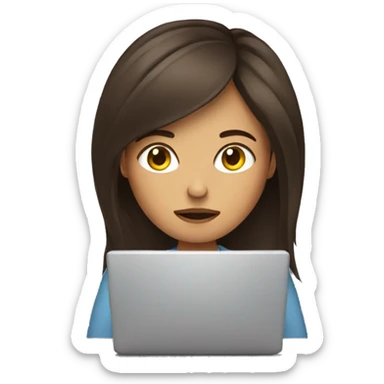 woman using laptop feeling lethargic brunette  sticker