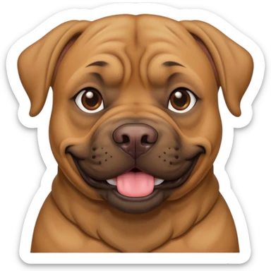 Large light brown bull mastiff with a sweet smile  sticker