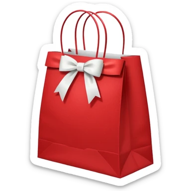 red christmas bag with white bow sticker