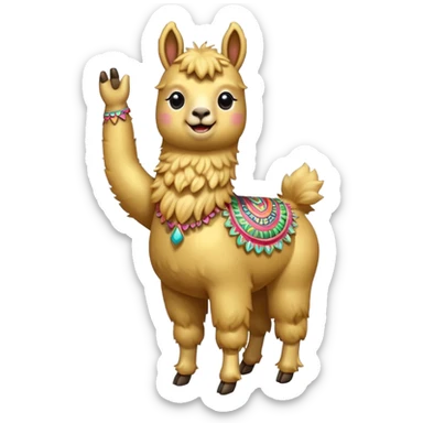 A small golden llama dancing sticker