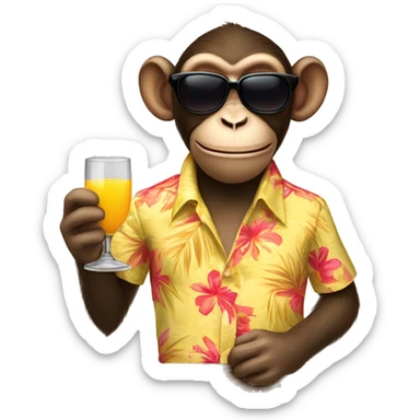 So i’m thinking of: a monkey with a Hawaiian shirt, sunglasses, fake mustache, holding a glass of mimosa sticker