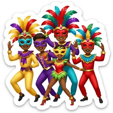 Várias pessoas dançando vestido com roupa de carnaval sticker