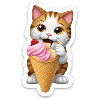 cat eating ice cream sticker