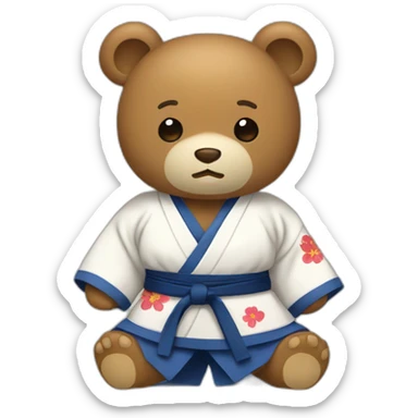 a teddy bear with a kimono of judo sticker