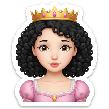 Princesa banca con el pelo rizado y el pelo negro linda sticker