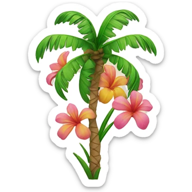Flowers with palm tree sticker