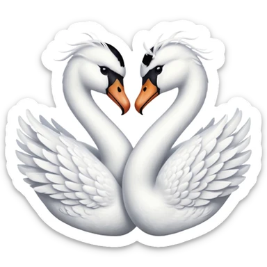 Two swans making heart sticker