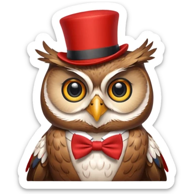 cool happy owl with bowtie on head  sticker