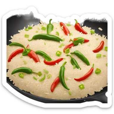 skillet with rice and peppers sticker