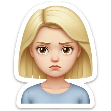 Blonde girl grumpy sticker