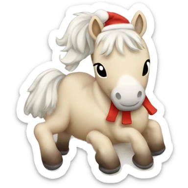 Creme horse with a cozy Christmas rug sticker