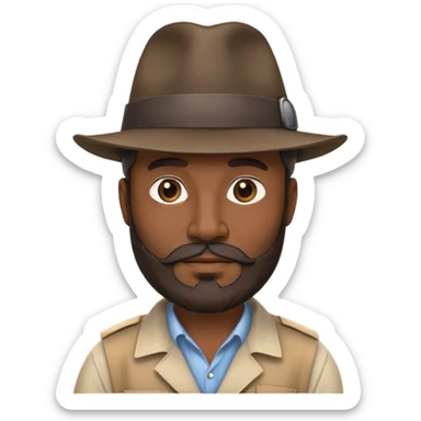 Nhà khảo cổ, 50 tuổi, da đen, mũ phớt, có râu sticker