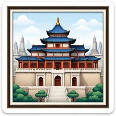 Cinematic Realistic Imperial City of Hu·∫ø Landmark Emoji, showcasing historic palaces and temples rendered with intricate textures and regal, soft lighting. sticker
