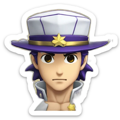 Jotaro kujo white cap and star platinum behind sticker