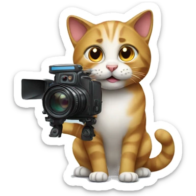 cat filming a movie sticker
