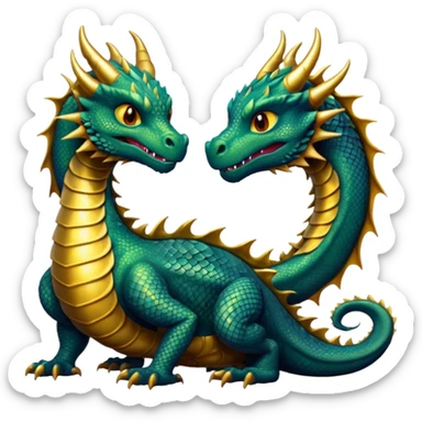 2 dragons, 1 is black and the other is gold, the gold is smaller than the black one sticker