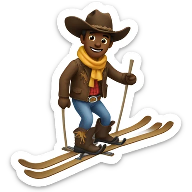 Cowboy on skis  sticker
