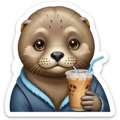 Seal with iced coffee sticker