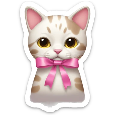 Cat with pink ribbon sticker