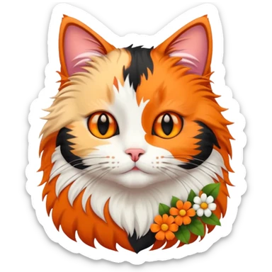 котик  з квітами  sticker