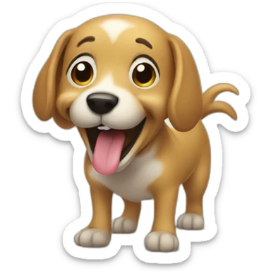 Dog pissing and laughing sticker