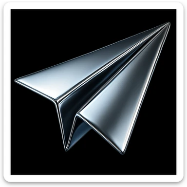paper airplane in chrome style colorful sticker