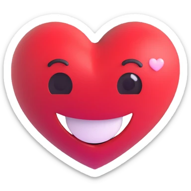 smiling face with a heart popping out, heart is pixelated, 3D emoji style sticker