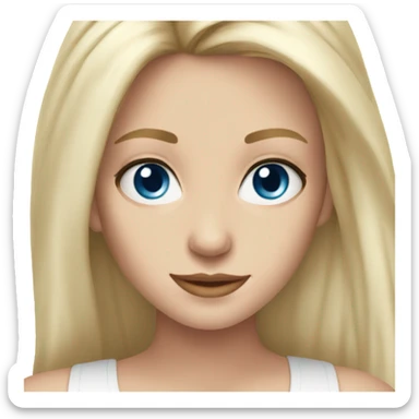 beautiful woman, long straight blonde hair, blue eyes, aesthetic white tank top sticker