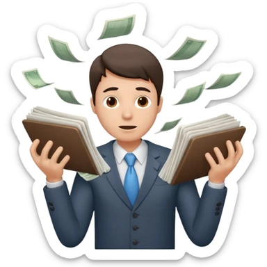 create an emoji of a person juggling lots of work loooking stressed out sticker