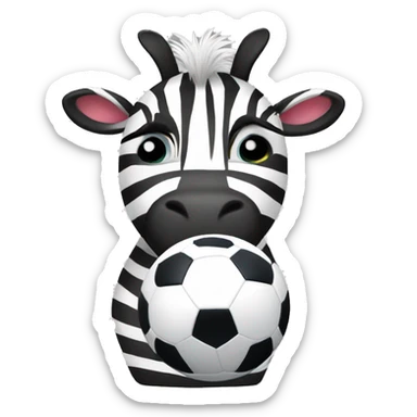 Cute zebra with a soccer ball sticker
