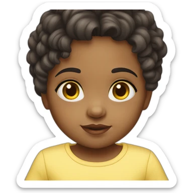 baby girl dark hair yellow skin sticker