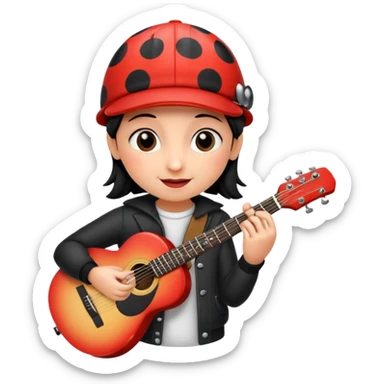 ladybug with a guitar and a cap sticker