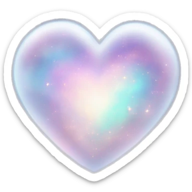 Pastel White iridescent nebula heart sticker