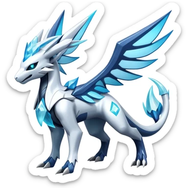 Futuristic Kyurem-reshiram-Glaceon-dialga-suicune-hybrid, full body sticker