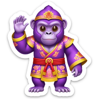 purple gorilla wearing a chinese costume sticker