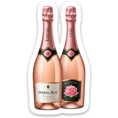 bottle of sparkling rose champagne tilted up and to the right, no glass sticker