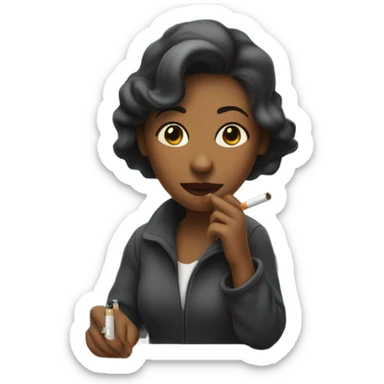 Women smoking a cigarette out of the window  sticker