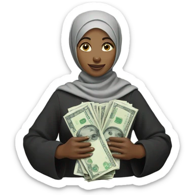 a black hijabi holding money  sticker