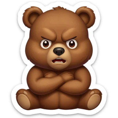 Full Beary puffed cheeks, furrowed brows, tiny anger vein, crossed arms, exaggerated cartoon rage, vibrant colors sticker