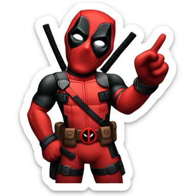 deadpool making a heart sign sticker
