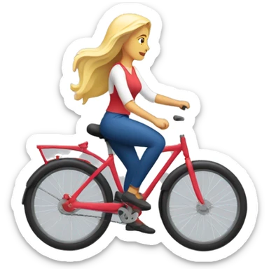 Mujer rubia en bicicleta de doble suspensión sticker