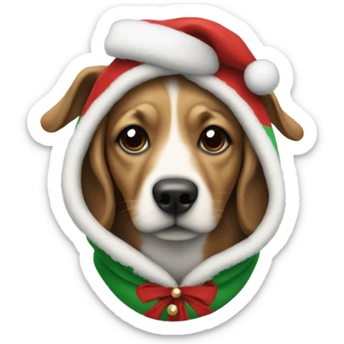 dog wearing a christmas hoodie sticker