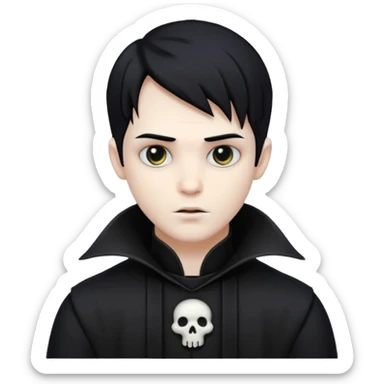 Gothic style ghost male, black sticker