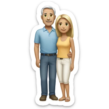 Fair skinned middle-aged couple on the beach sticker